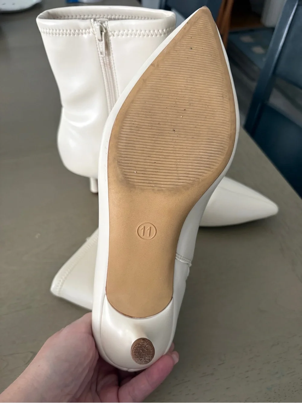 A New Day Off White Heeled Ankle Boots